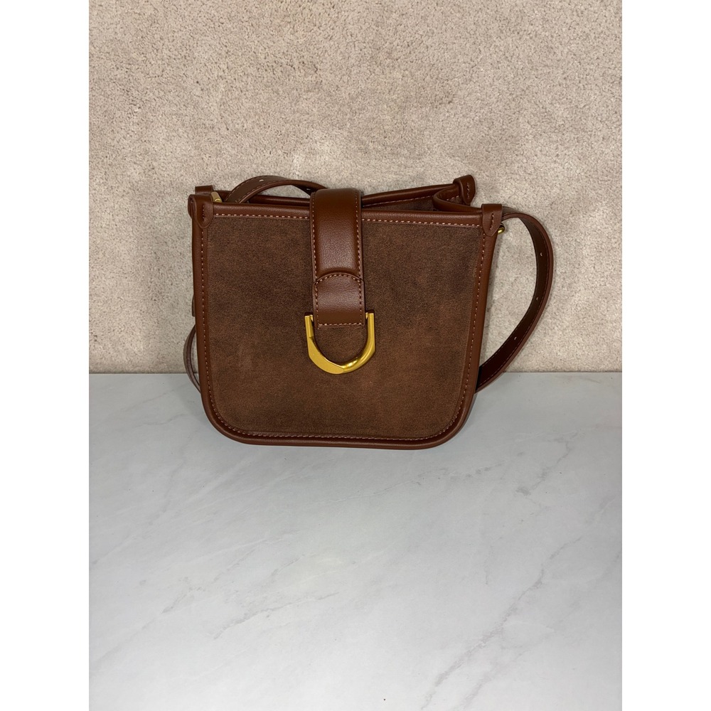Rachel Zoe Brown Crossbody Bag - Small- Suede Leather Gold Hardware Boho Classic
